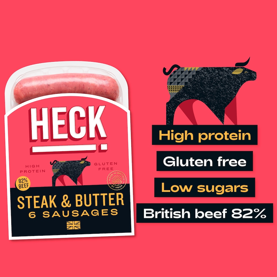 image 1 of HECK Steak & Butter Beef Sausages 340g