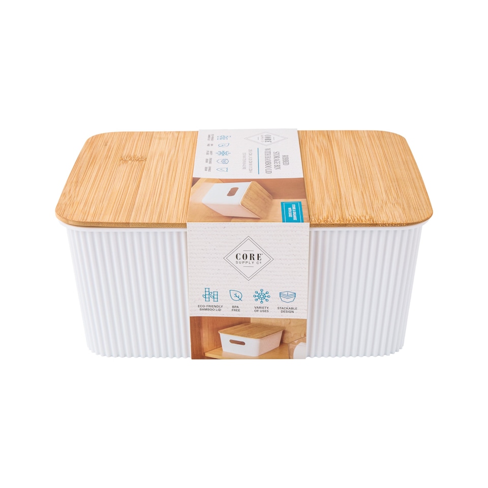 image 1 of Core Supply White Ribbed Storage Bin S 