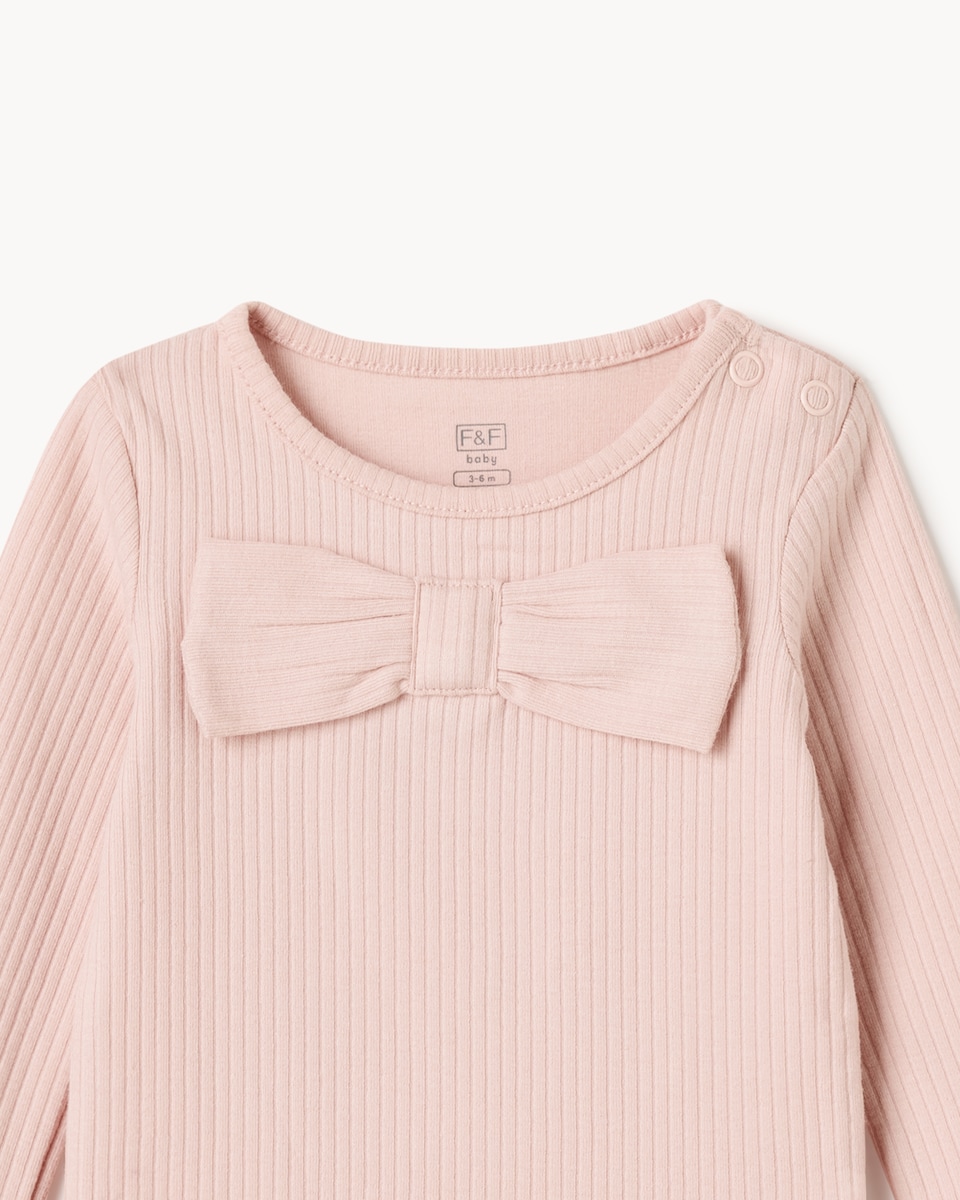 image 1 of F&F Baby 3-Pack Cotton Rich Ribbed Tops in Pink