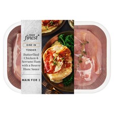 Tesco Finest Dine In Butterflied Chicken & Serrano Ham With A Beurre Blanc Sauce 375G
