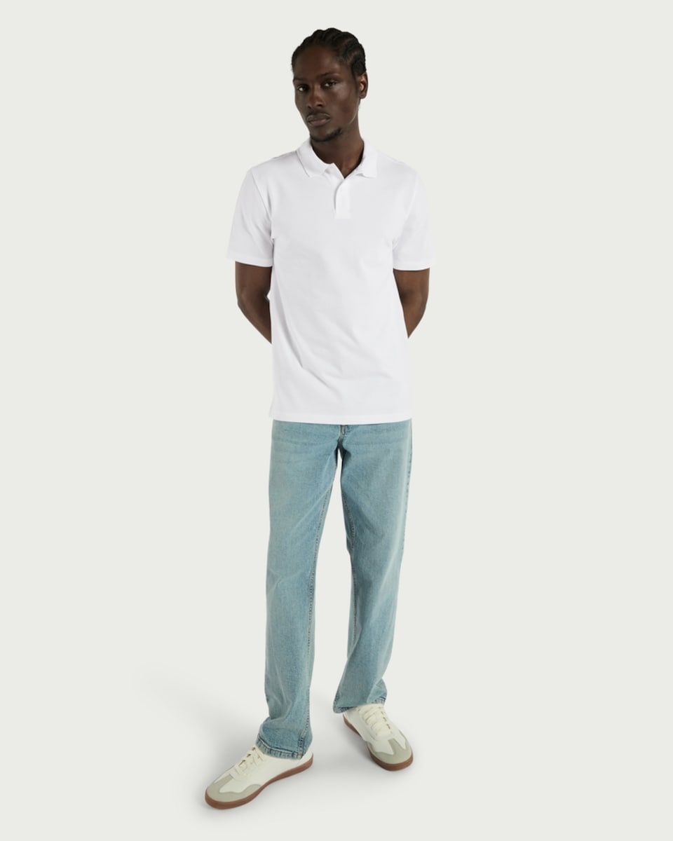 image 1 of F&F Pure Cotton Short Sleeved Polo Shirt in White