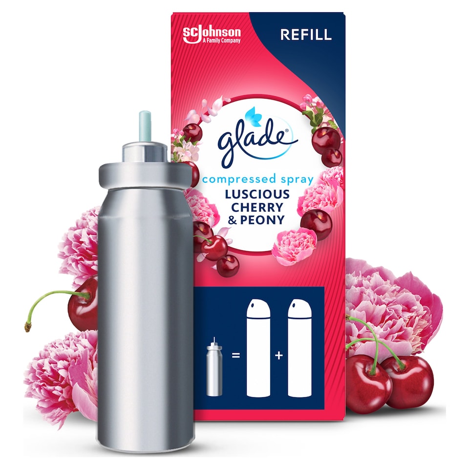 Glade Compressed Spray Refill Luscious Cherry Peony 10ml Tesco