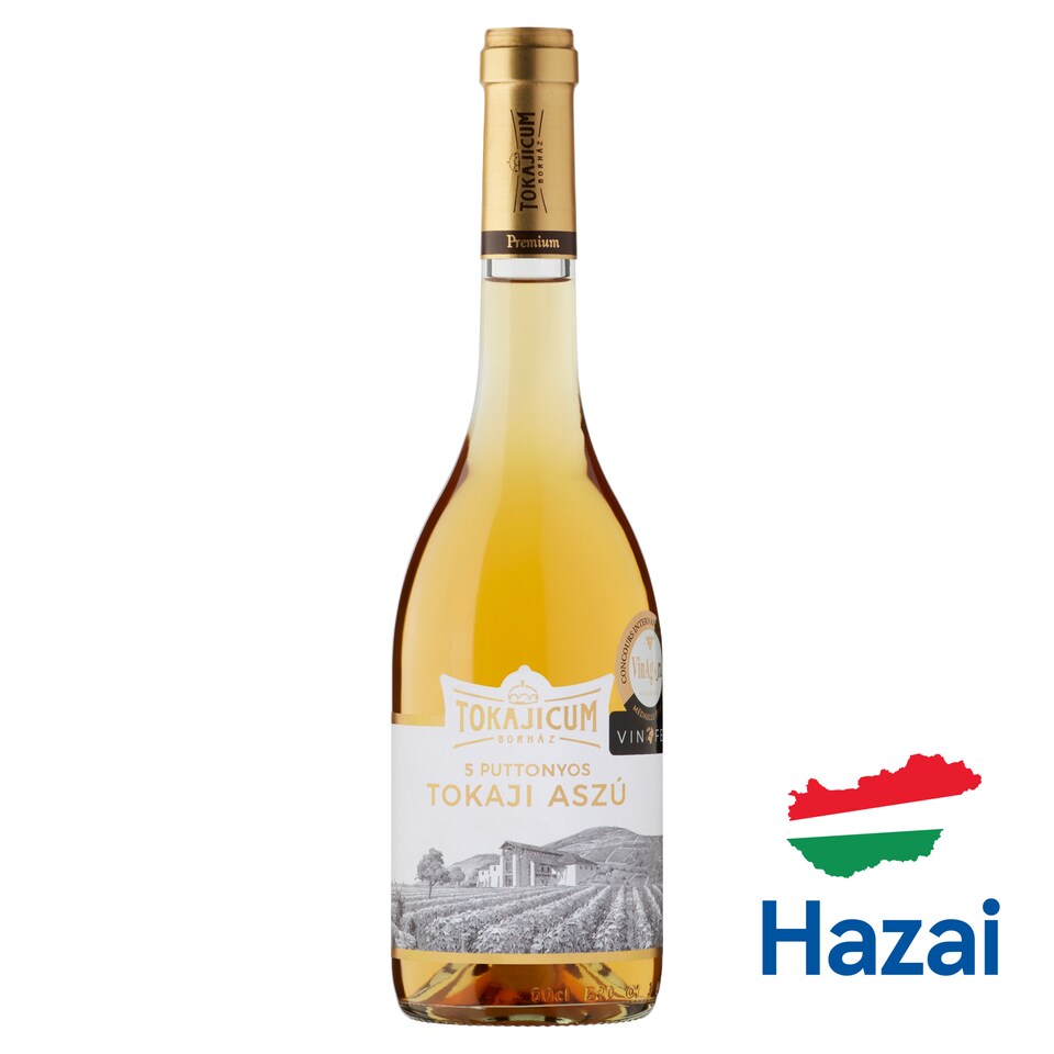 Tokajicum Tokaji 5 puttonyos Aszú édes fehér borkülönlegesség 10,5 % 0,5 l