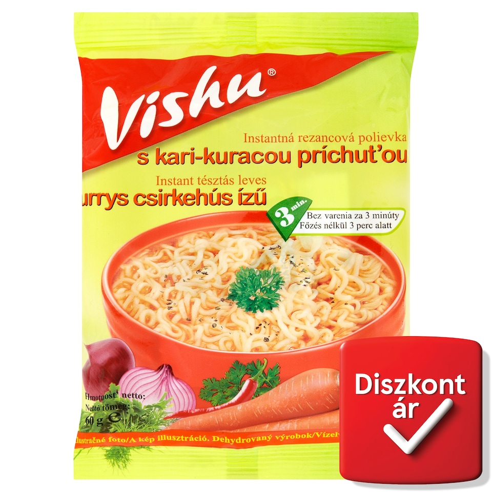 Vishu currys csirkehús ízű instant tésztás leves 60 g
