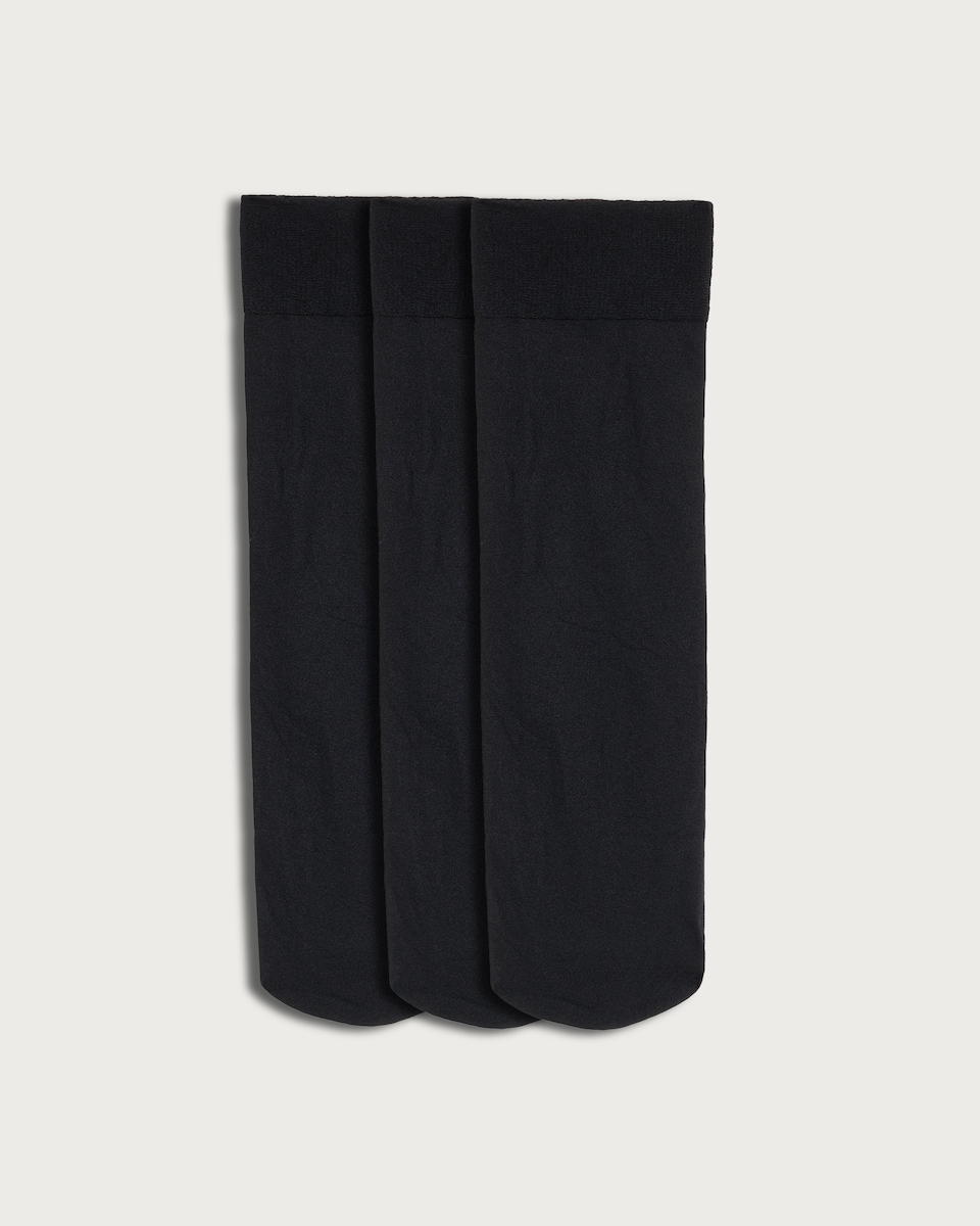 F&F 3-Pack 40 Denier Opaque Knee High Socks in Black