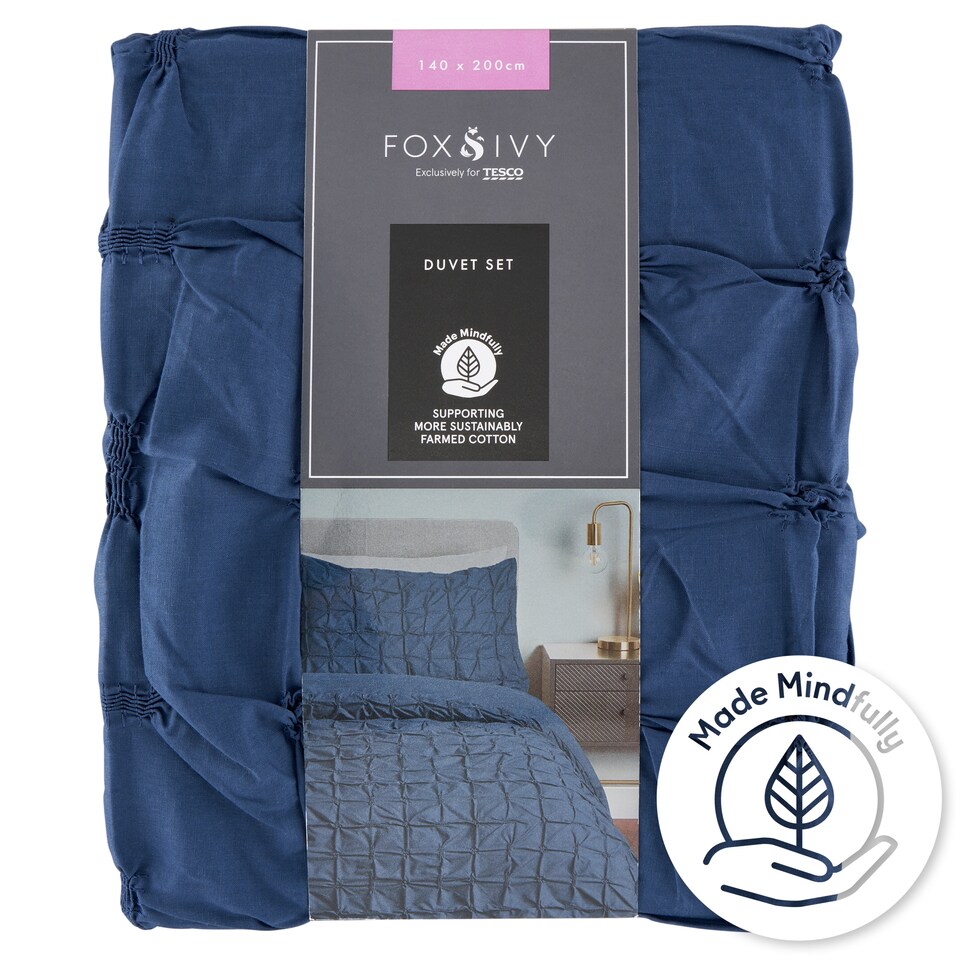 Fox & Ivy Marrakech Navy Pinch Pleat ágyneműhuzat garnitúra 140 x 200 cm