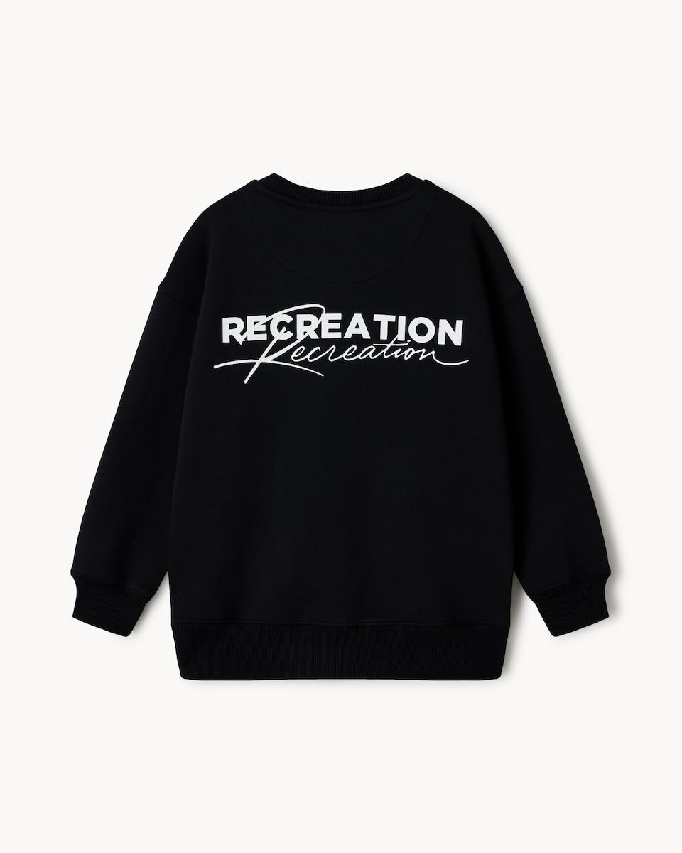 image 1 of F&F Boys Cotton Rich Slogan Sweatshirt in Black