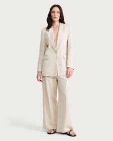 F&F Linen Rich Super Wide Leg Co-ord Trousers in Beige