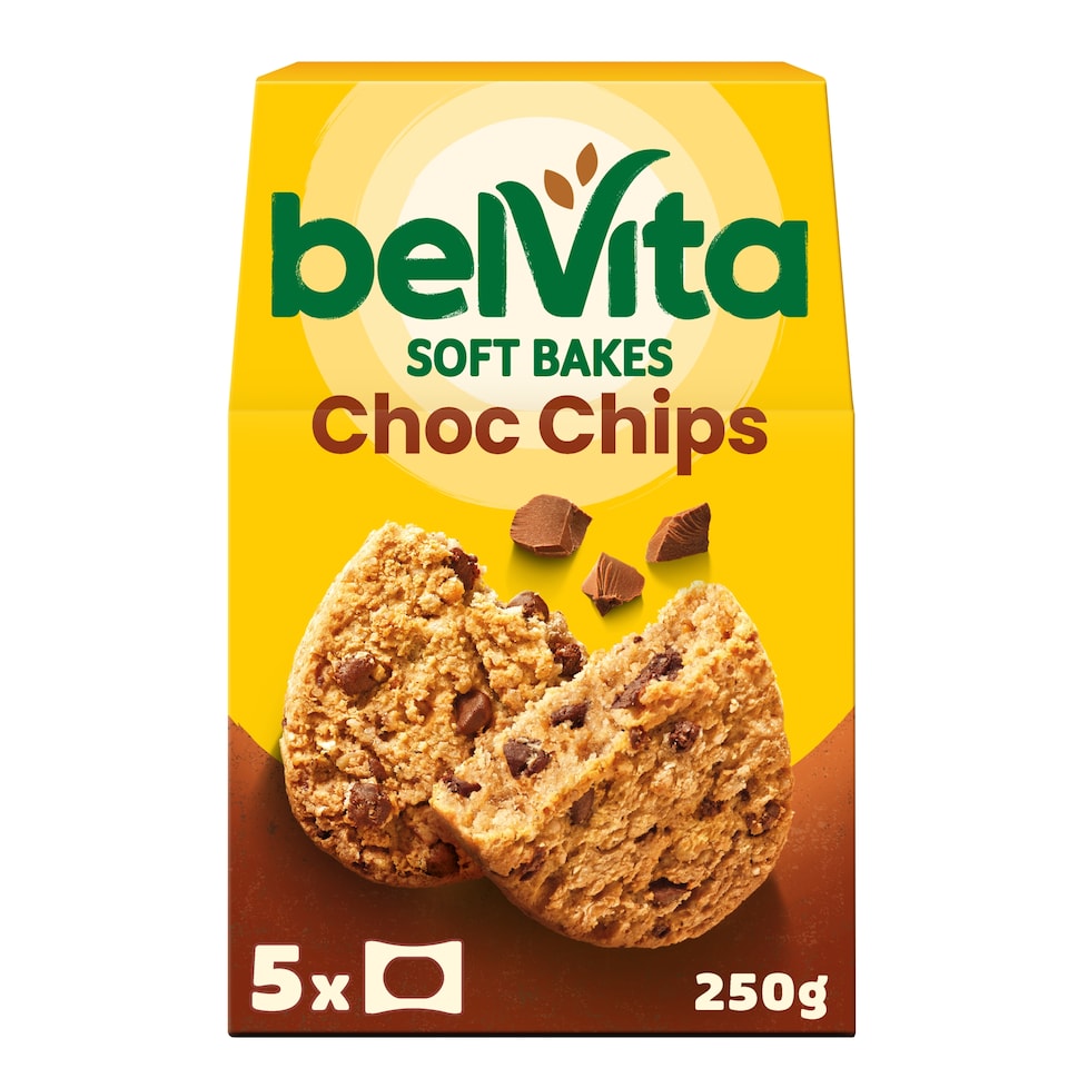 Belvita Breakfast Chocolate Chip Soft Bakes Cereal Snack Bars Pack 5 x 50g