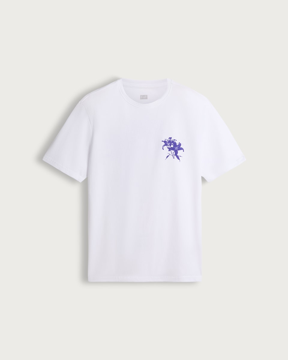 F&F Pure Cotton Floral Print T-Shirt in White