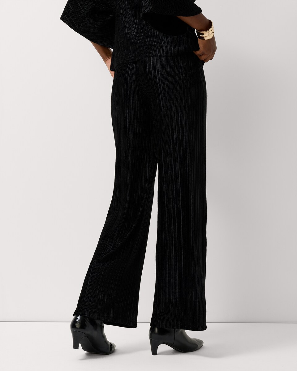image 1 of F&F Velvet Textured Wide Leg Trousers in Black