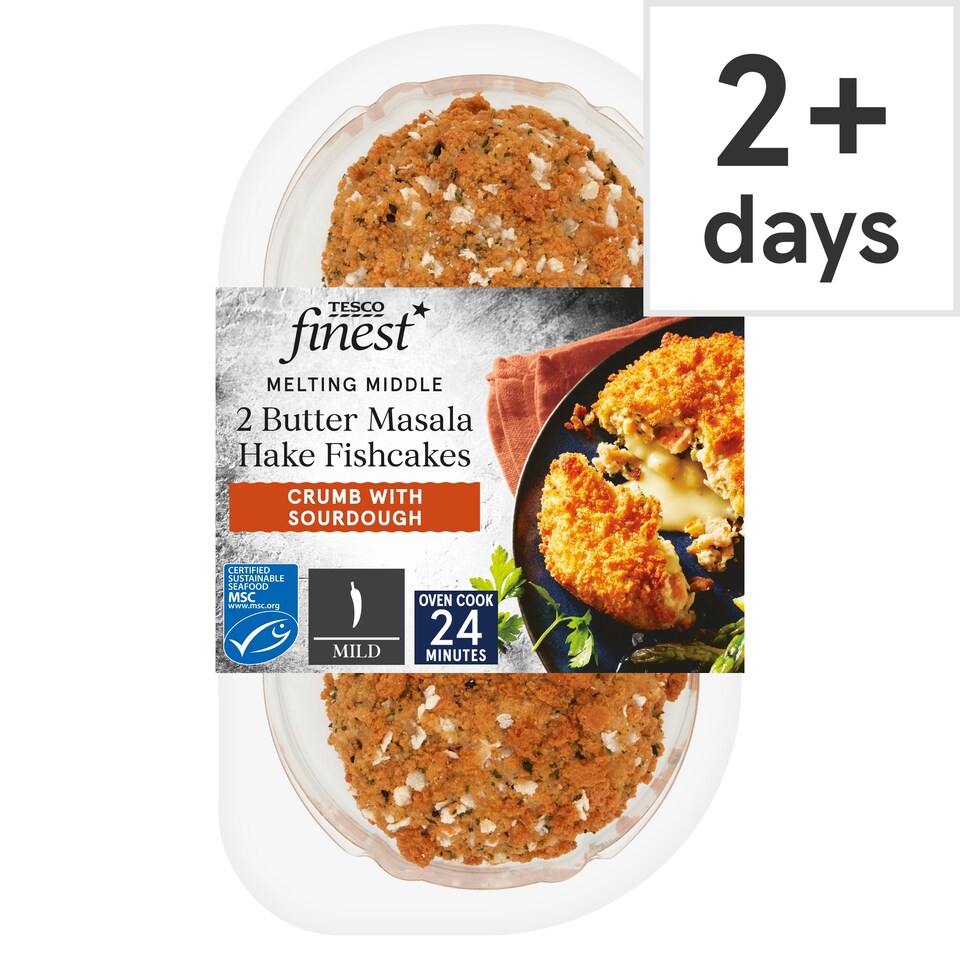 Tesco Finest 2 Butter Masala Hake Fishcakes 290g