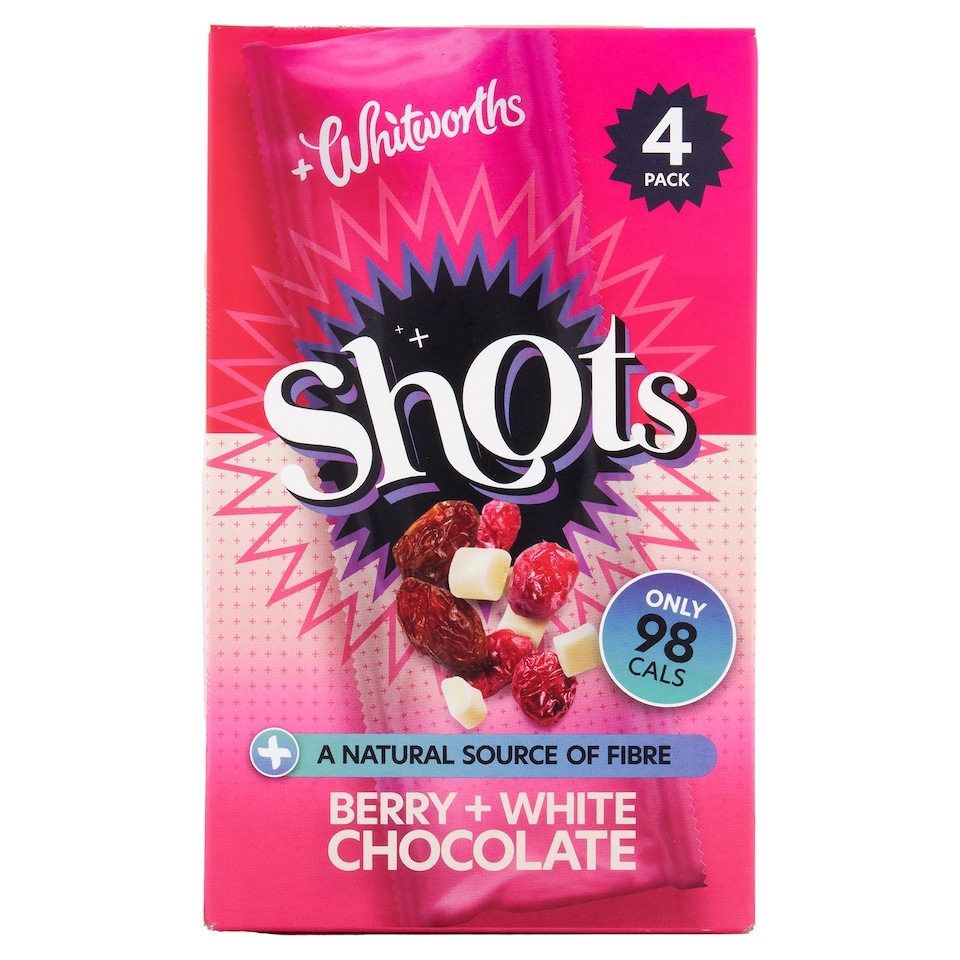 image 1 of Whitworths Shots Berry & White Chocolate 4X25g