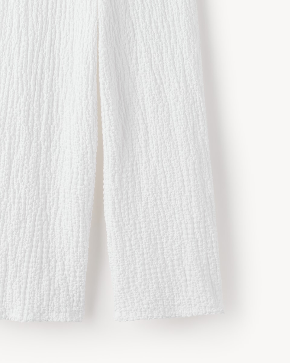 image 1 of F&F Girls Textured Wide Leg Trousers in White