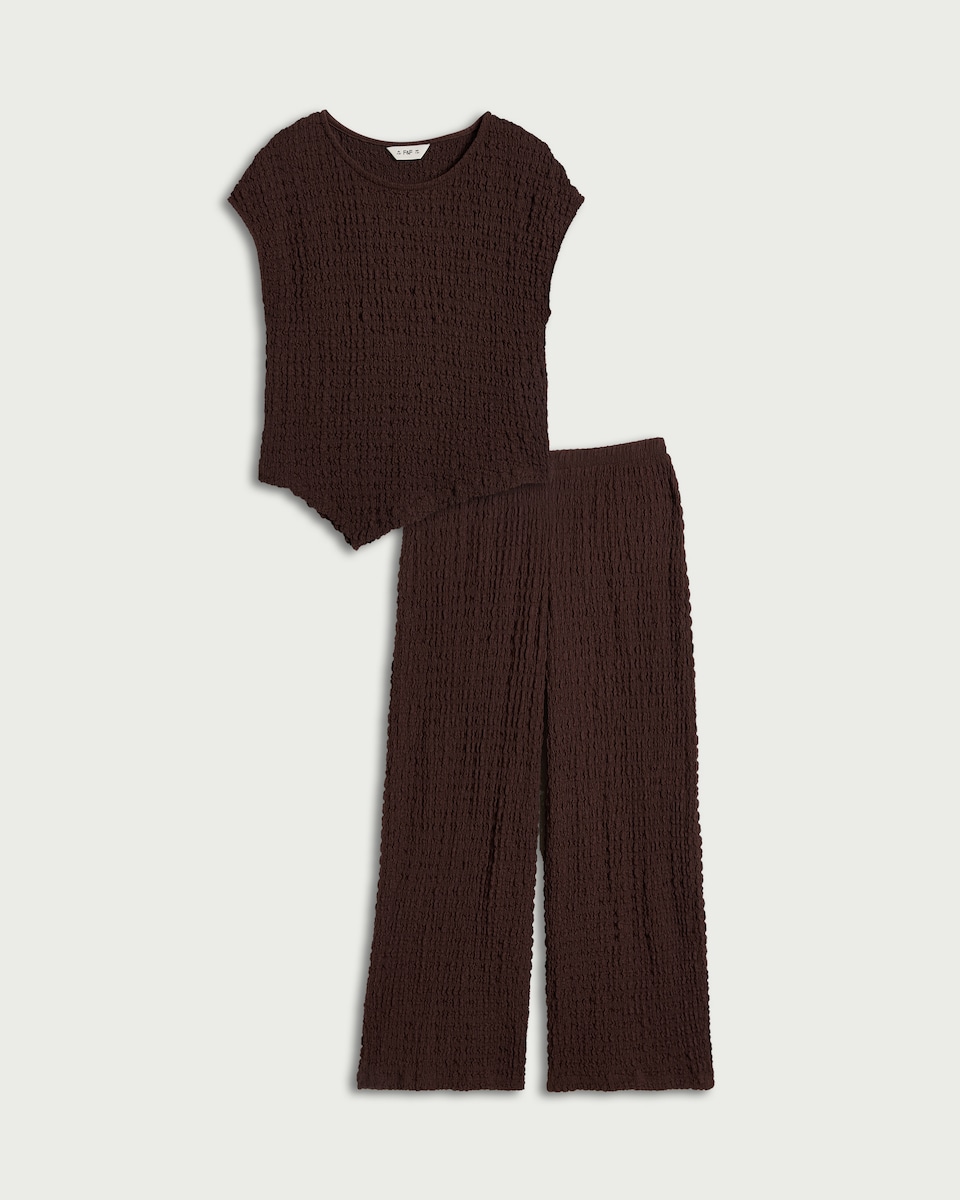 image 1 of F&F Girls 2-Piece Textured Set in Brown