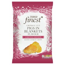Tesco Finest Crinkle Cut Pigs In Blankets Crisps 150G
