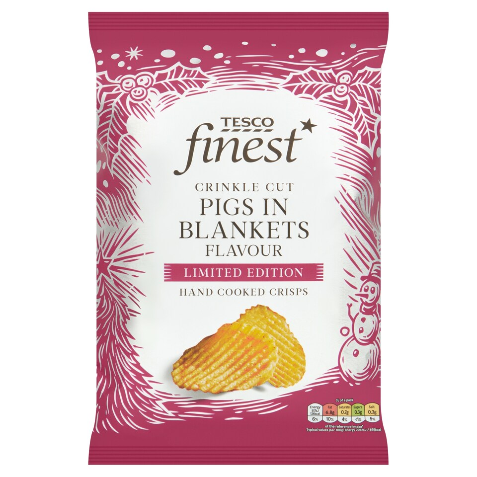 Tesco Finest Crinkle Cut Pigs In Blankets Crisps 150G