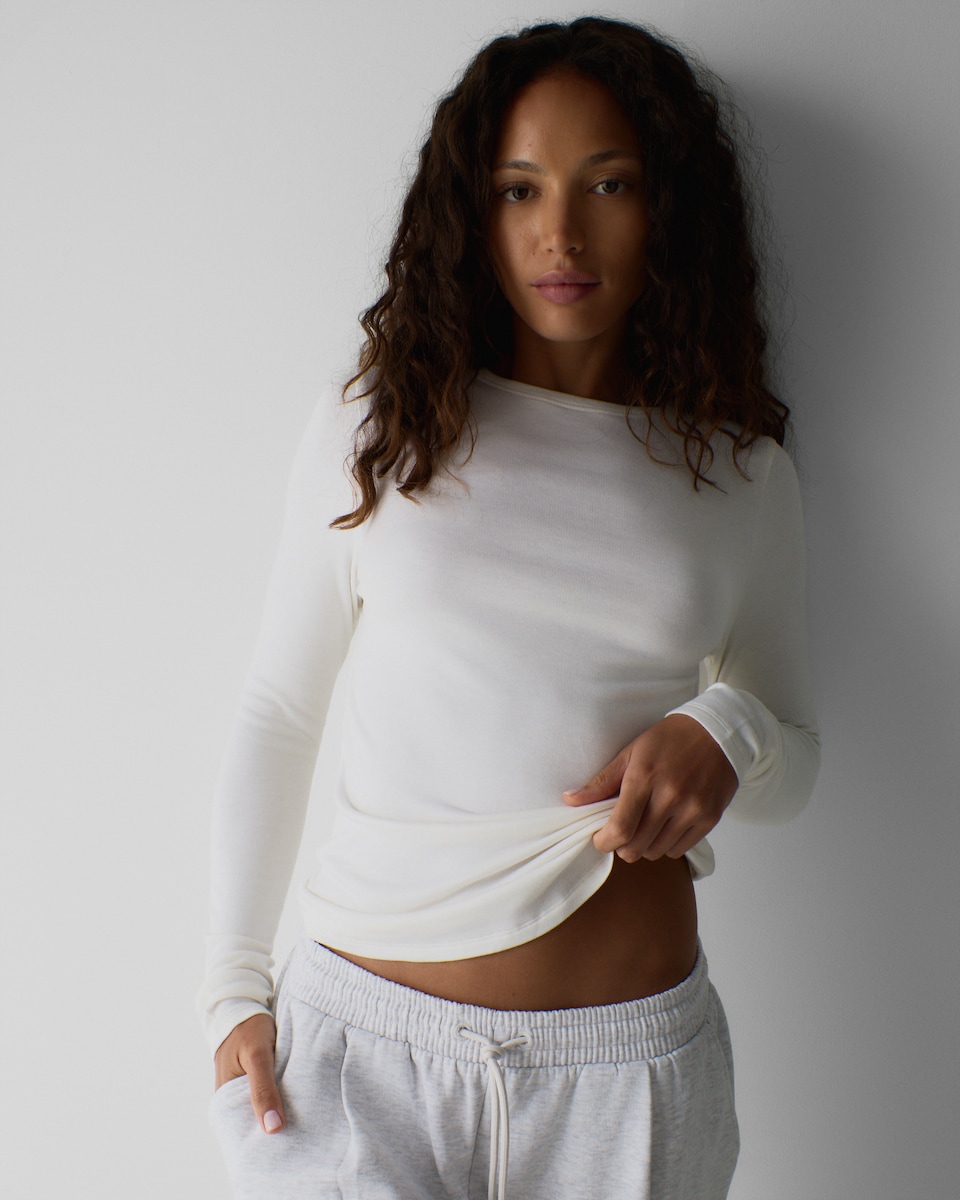 image 1 of F&F WARMPLUS™ Medium Warmth Thermal Top  in White