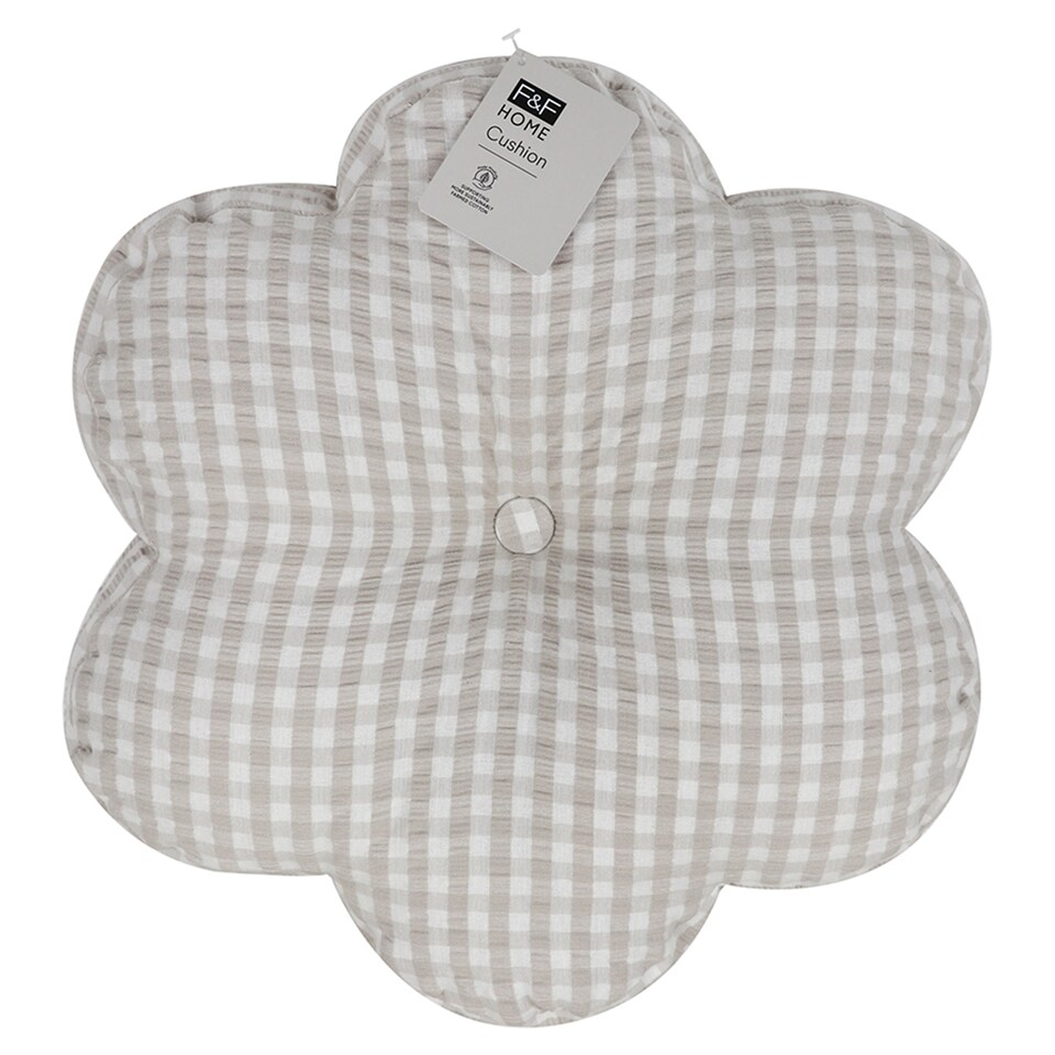 F&F Home Textured Flower Shaped Cushion White