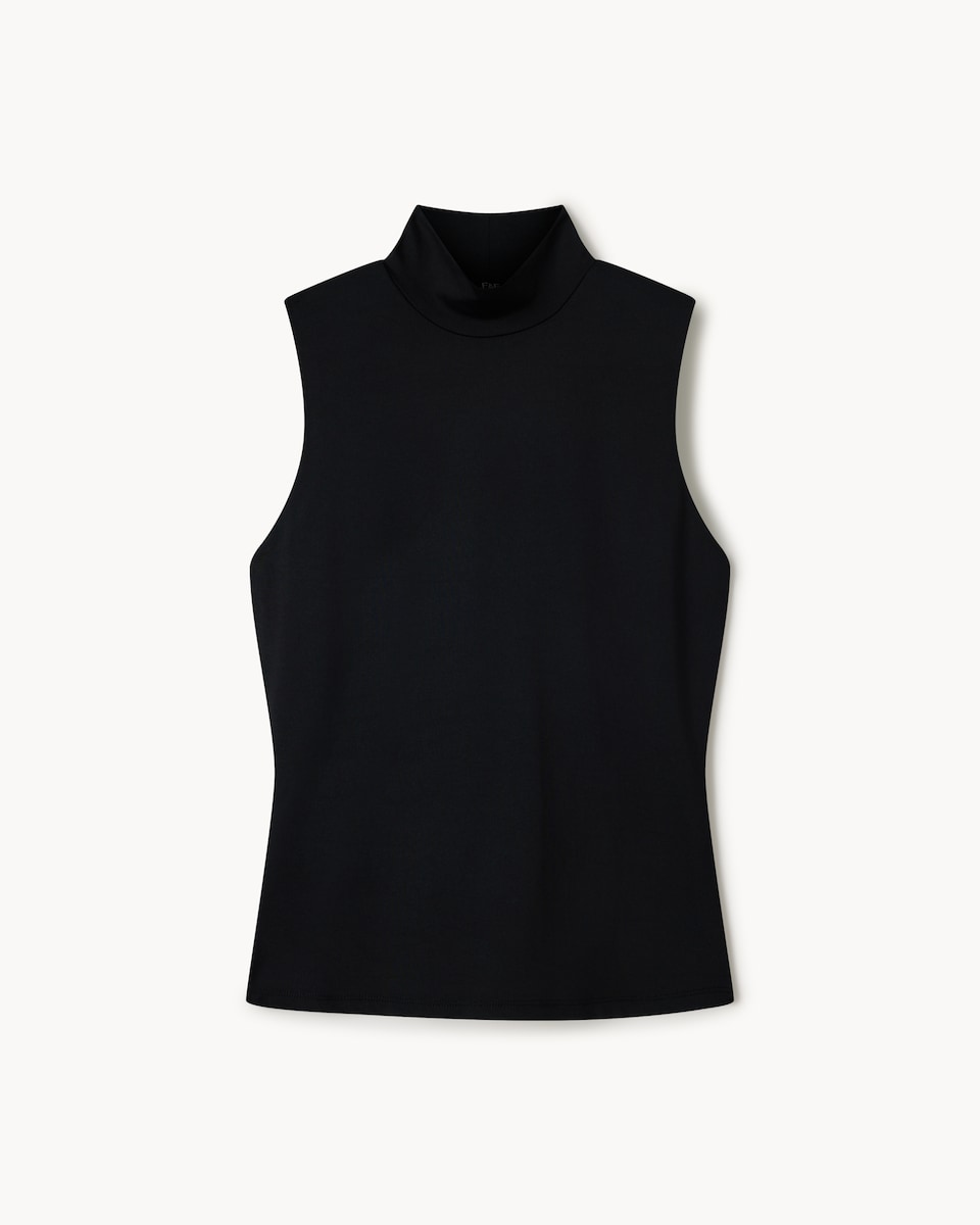 image 1 of F&F Polyamide Turtle Neck Vest in Black