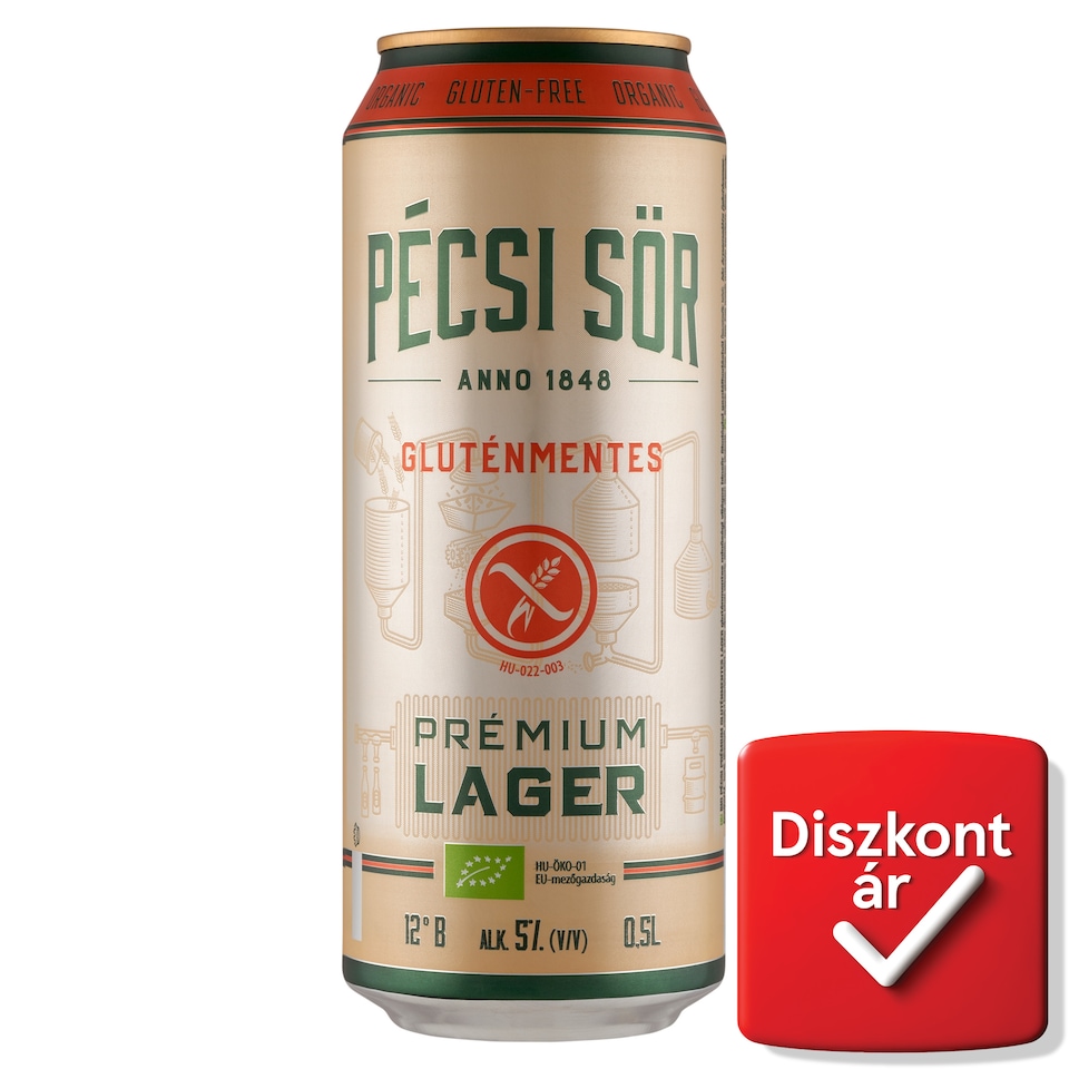 image 1 of Pécsi Sör Prémium Lager Gluten-Free Quality Light Wheat Beer 5% 0,5 l