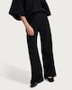 image 1 of F&F Cotton Rich Crinkle Textured Wide Leg Co-ord Trousers in Black