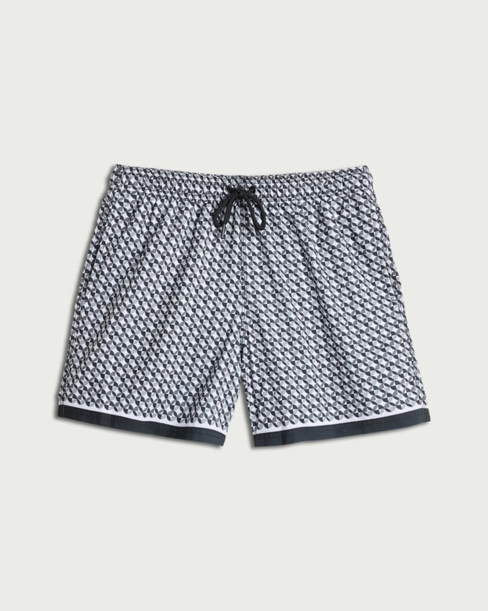 image 1 of F&F Geometric Print Swim Shorts in Black