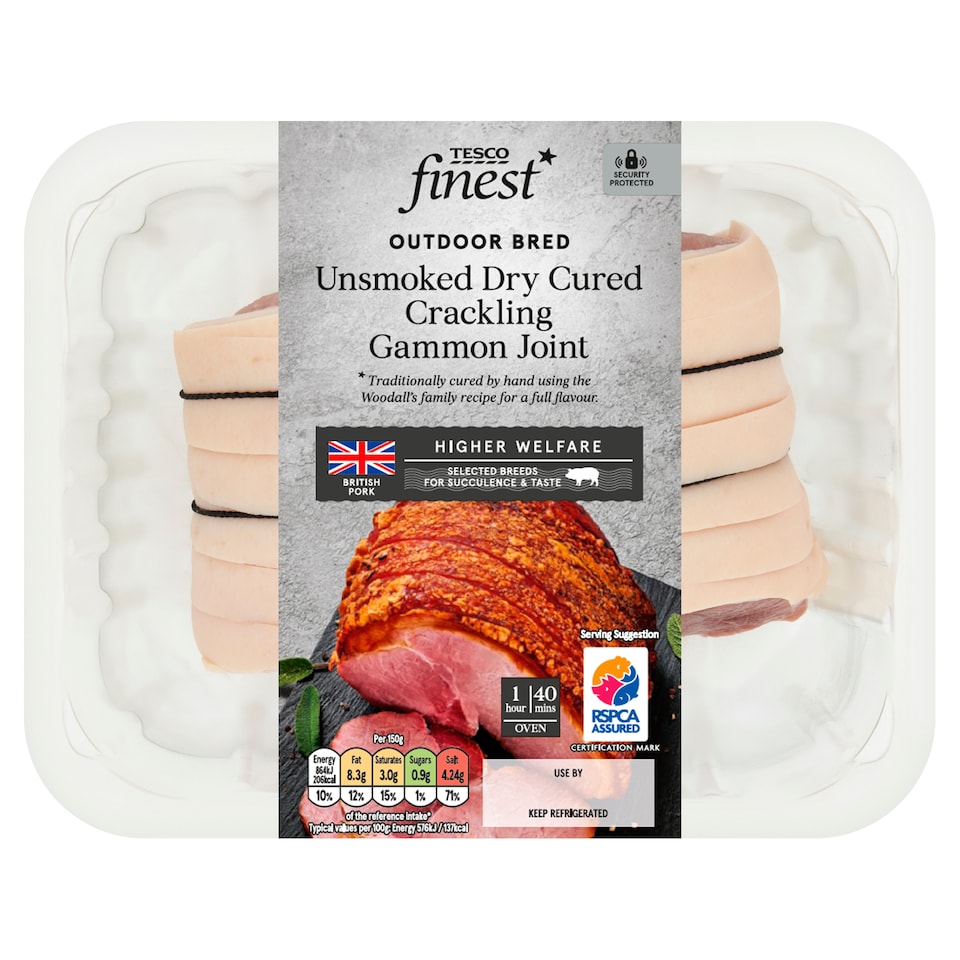 Tesco Finest Unsmoked Dry Cured Crackling Gammon Joint 900g