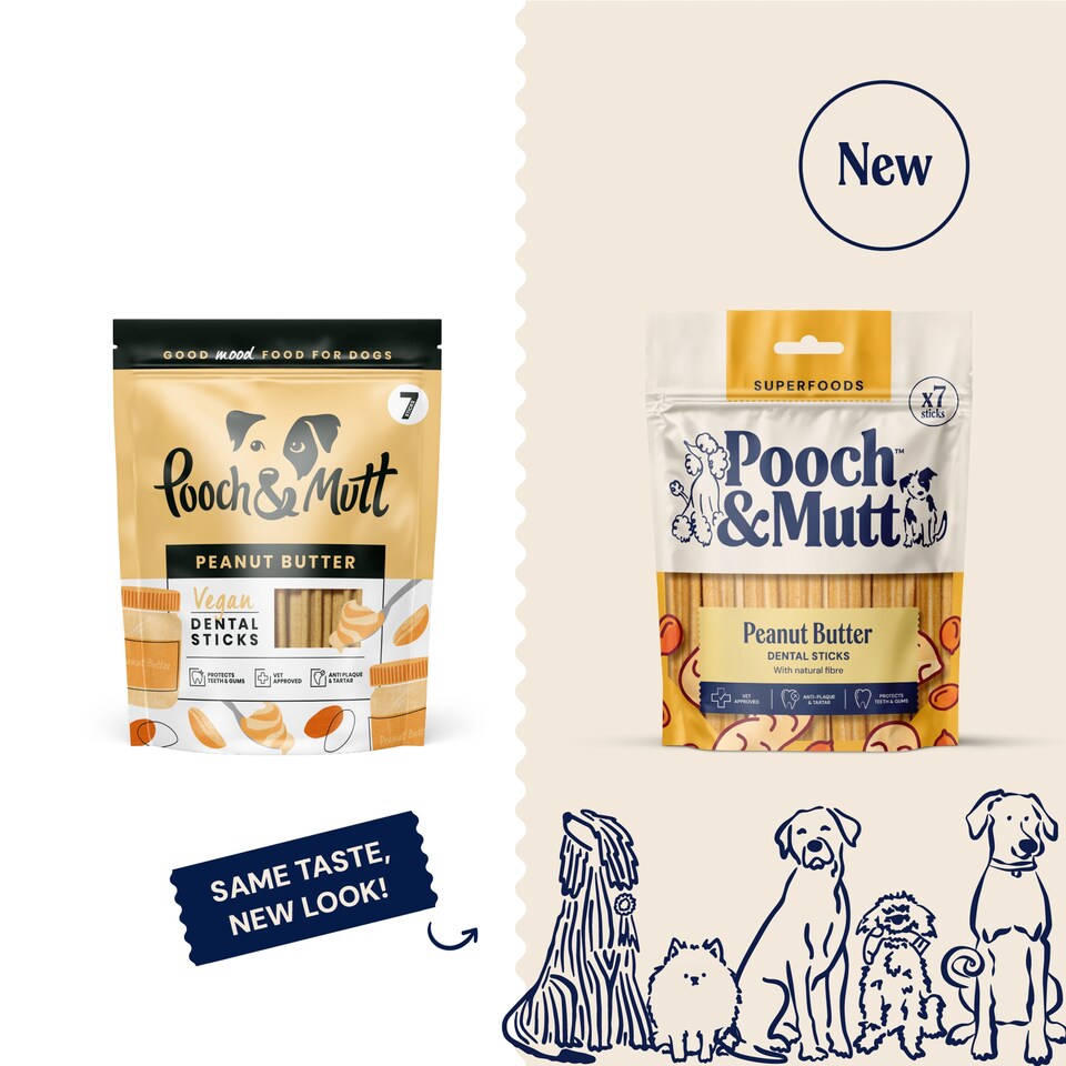 image 1 of Pooch & Mutt Vegan Dental Sticks - Peanut Butter 7 Pack 251g