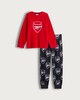 image 1 of Arsenal Fleece Textured Top and Cuffed Bottoms Pyjamas in Red