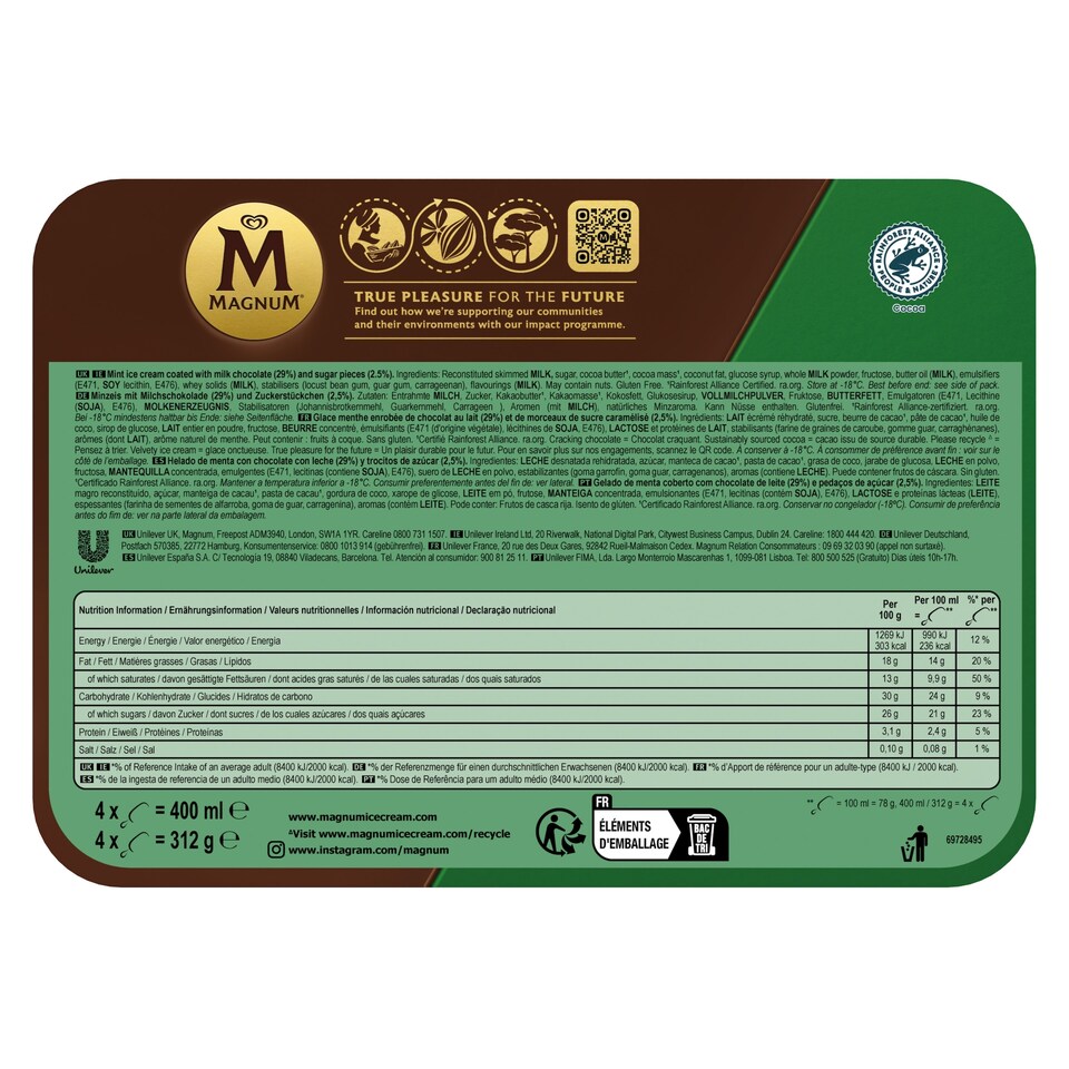 image 1 of Magnum Mint Ice Cream 4 X 100Ml