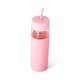 image 3 of Core Kitchen Swing Glass Water Bottle Tumbler With Straw Pink 710ml