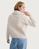 image 3 of F&F Cable Knit Zip Front Cardigan with Wool in Cream