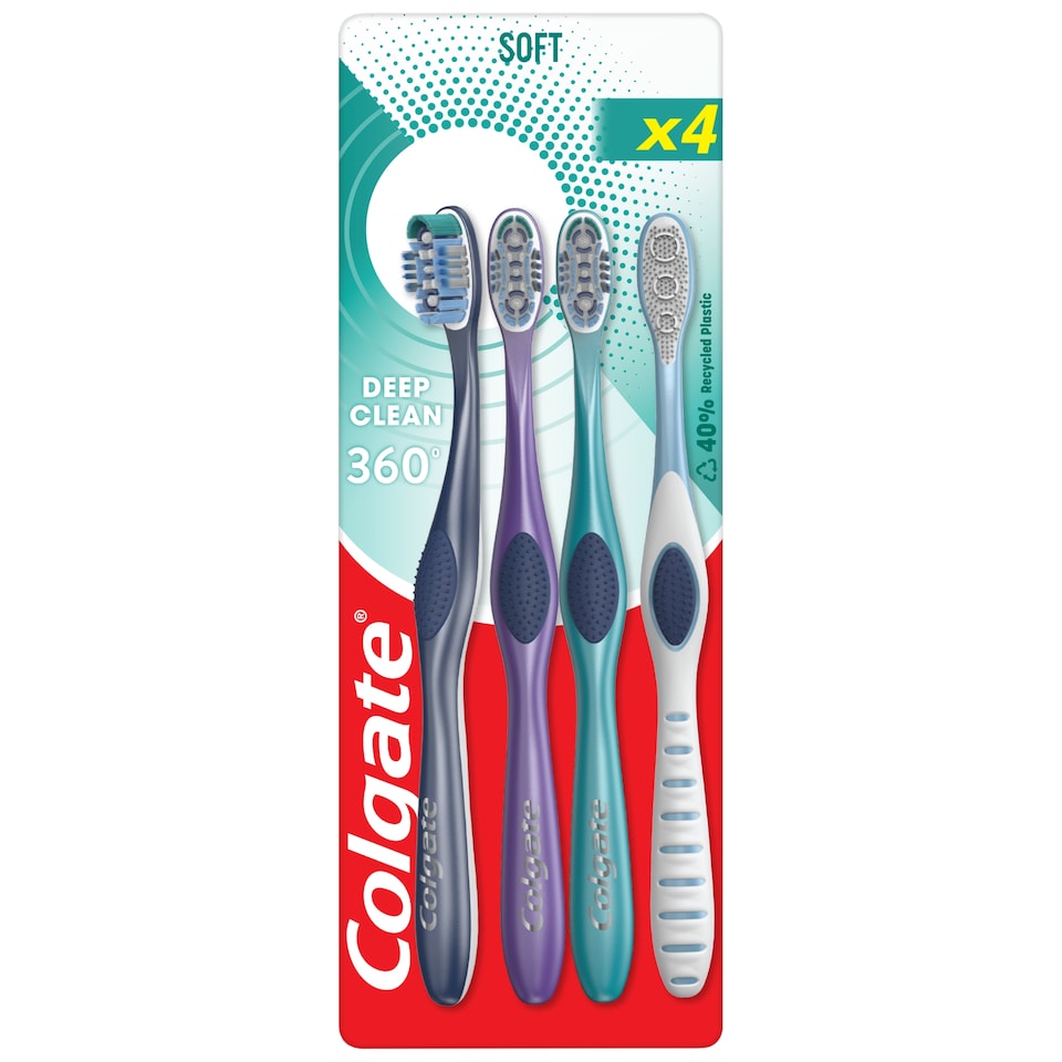 image 1 of Colgate 360 Deep Clean Soft Manual Toothbrush 4 Pack
