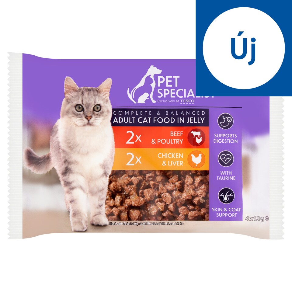 Pet Specialist teljes értékű állateledel felnőtt macskák számára falatok aszpikban 4 x 100 g (400 g)