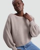 image 1 of F&F Ribbed Crew Neck Batwing Sleeved Jumper in Mink