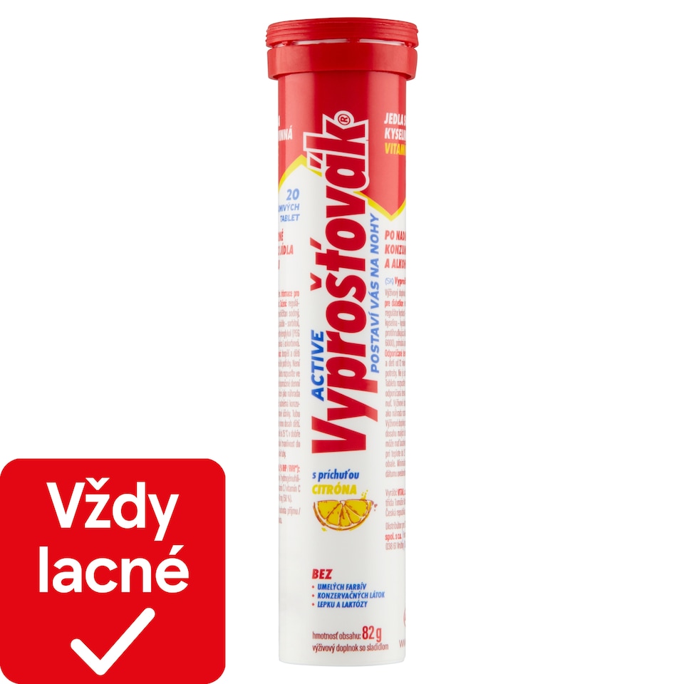 Vitar Vyprošťovák Active s príchuťou citróna 20 šumivých tabliet 82 g