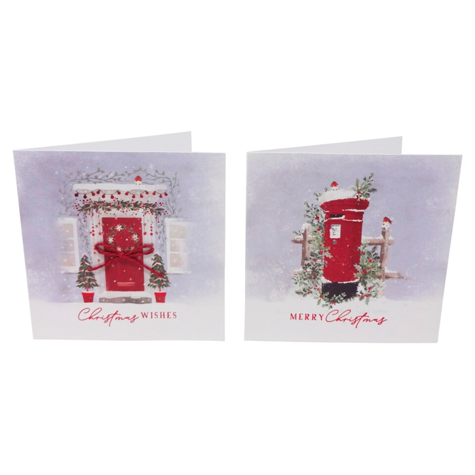 Tesco Luxury Robin And Postbox Cards 12 Pack