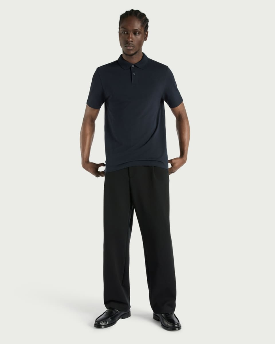 image 1 of F&F Pure Cotton Short Sleeved Polo Shirt in Navy