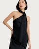 image 1 of F&F Satin Scarf Neck Midi Dress in Black