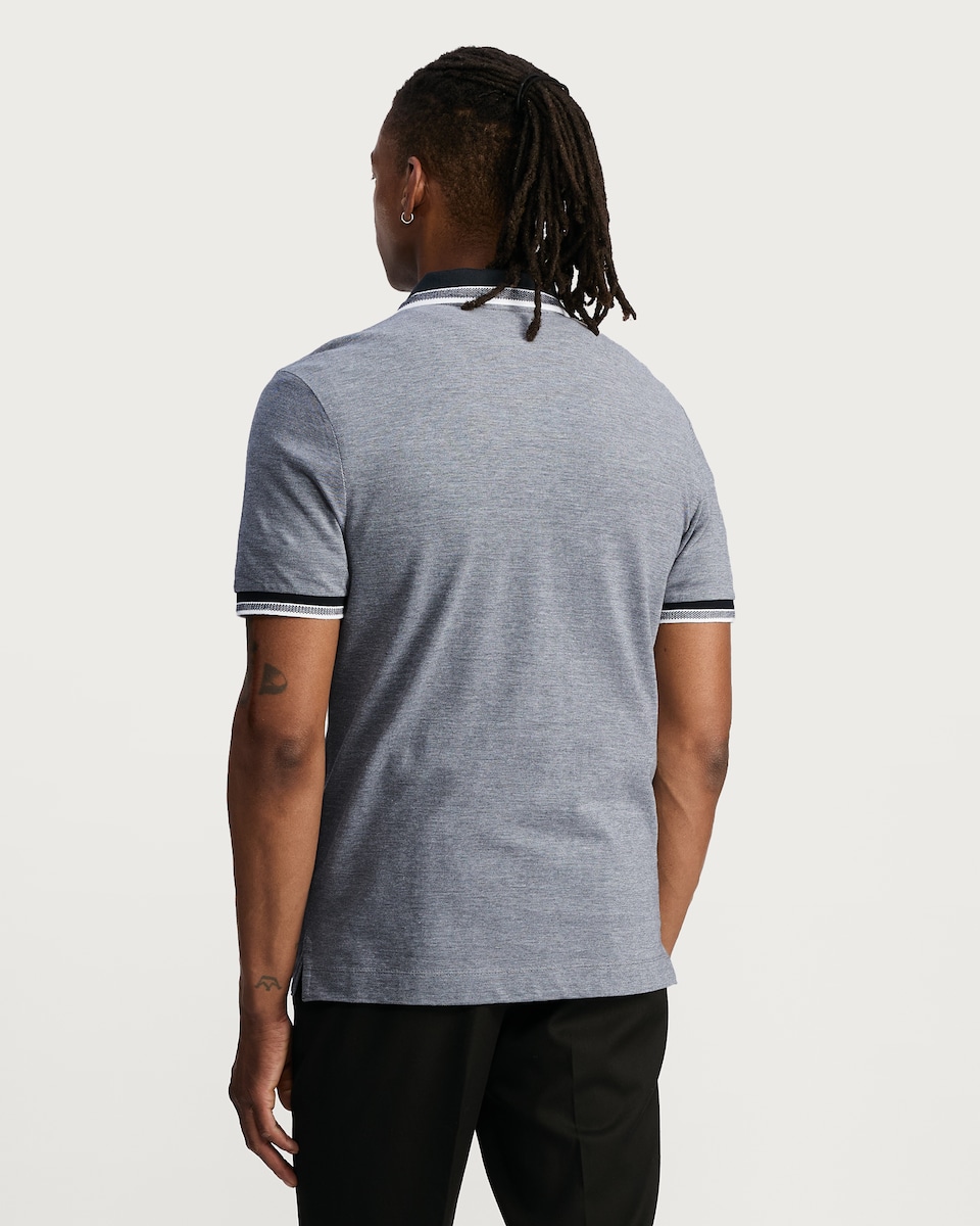 image 1 of F&F Regular Fit Short Sleeve Tipped Pique Polo Shirt in Navy