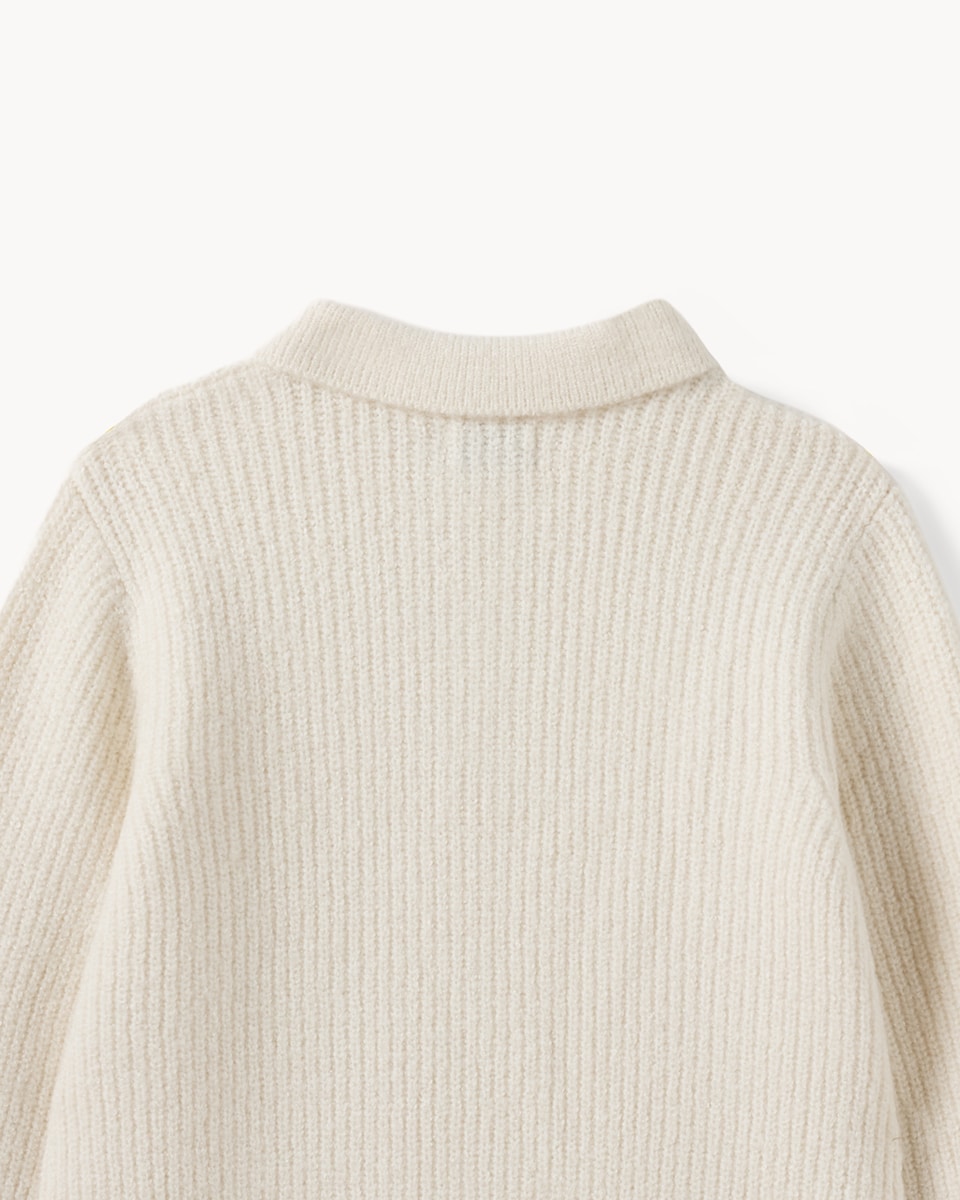 image 1 of F&F Boys Knitted Collared Jumper in Cream