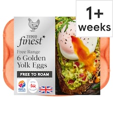 Tesco Finest Free Range 6 Golden Yolk Eggs