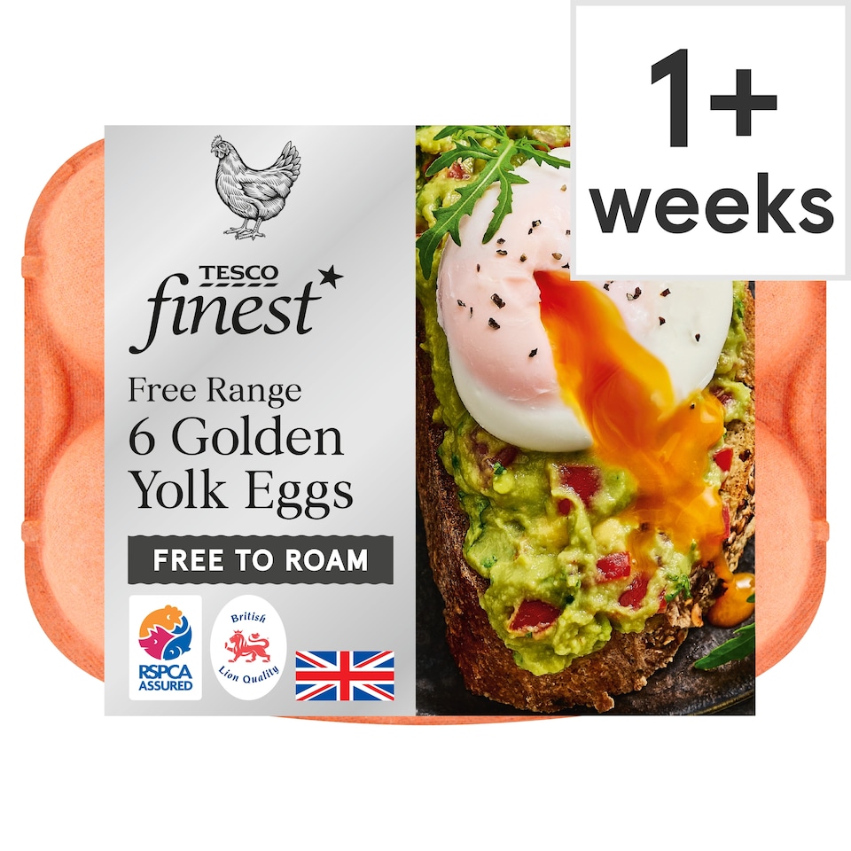 Tesco Finest Free Range 6 Golden Yolk Eggs