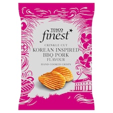 Tesco Finest Crinkle Cut Korean Inspired BBQ Pork Flavour Hand Cooked Crisps 150g