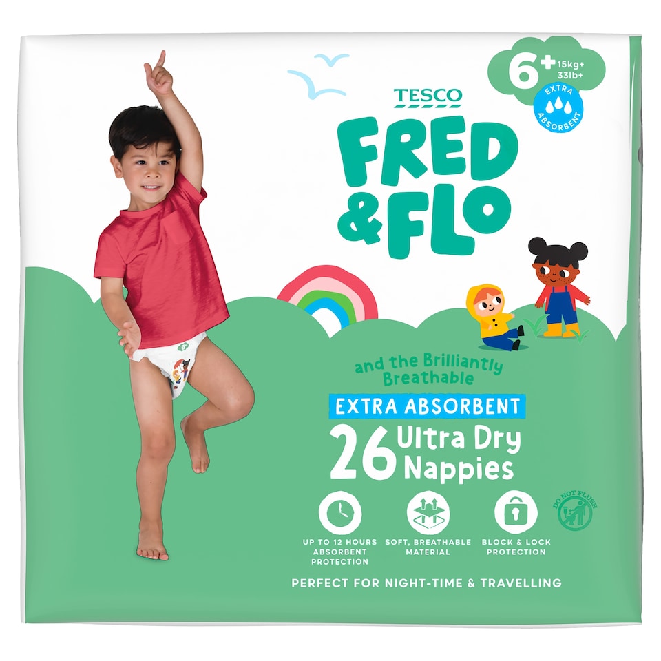 Fred & Flo Ultra Dry Nappies Size 6+ 26 Pack