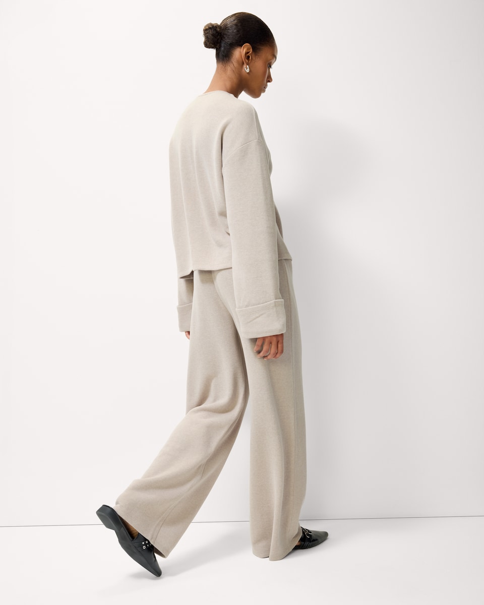 image 1 of F&F Brushed Wide Leg Trousers in Cream