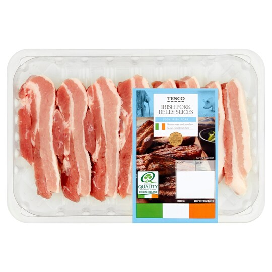Tesco Irish Pork Belly Slices 500G