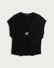 image 4 of F&F V Neck Metal Accent Top in Black