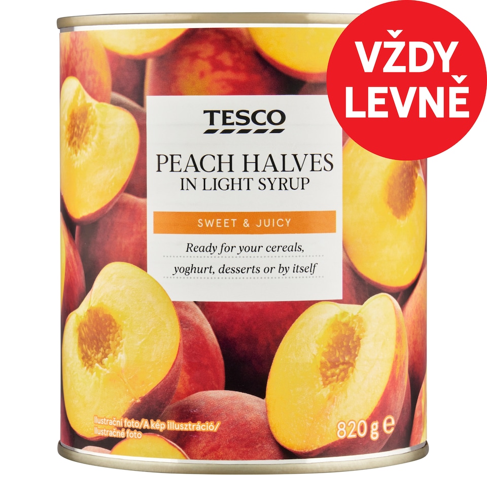 Tesco Peach Halves in Light Syrup 820g